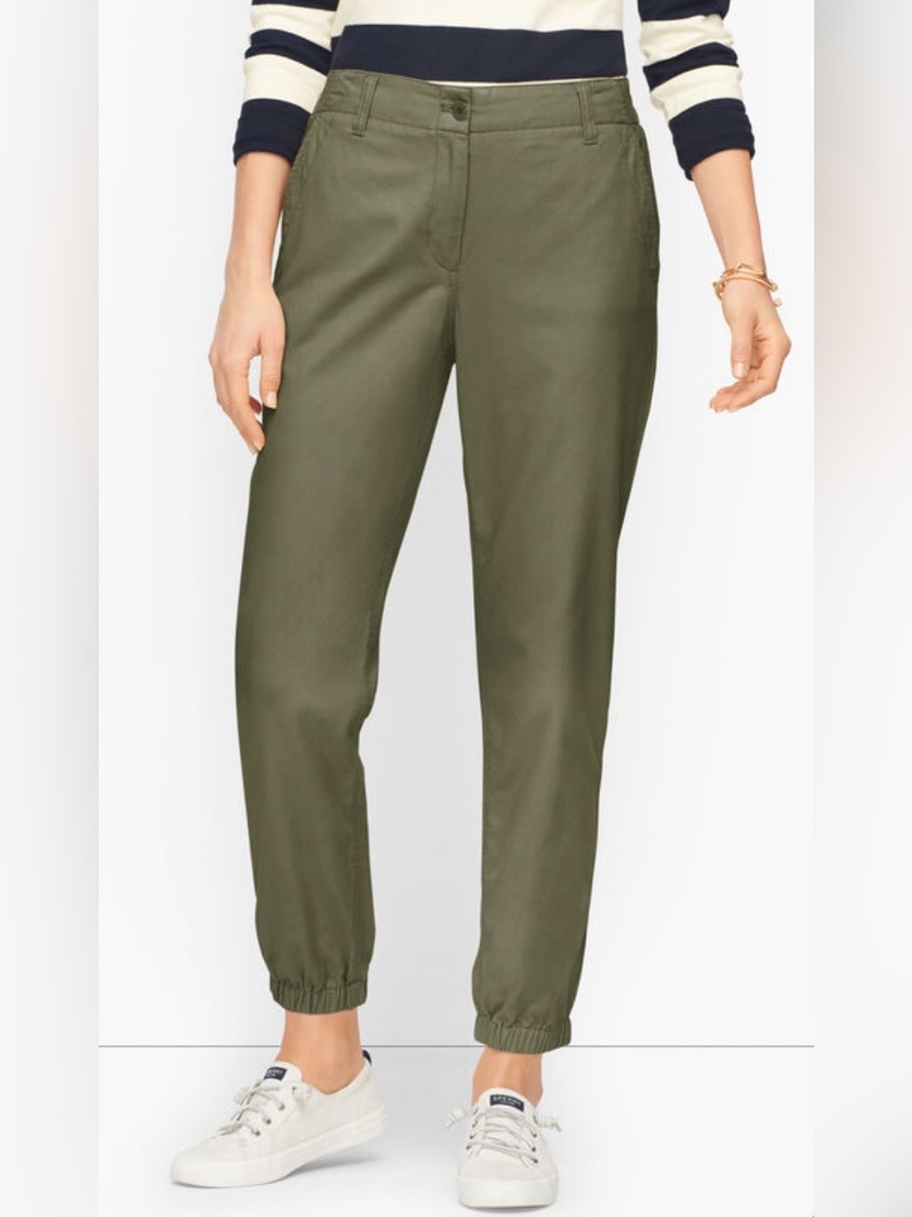 Talbots TAPERED TWILL JOGGERS Olive Green Size XS NWT